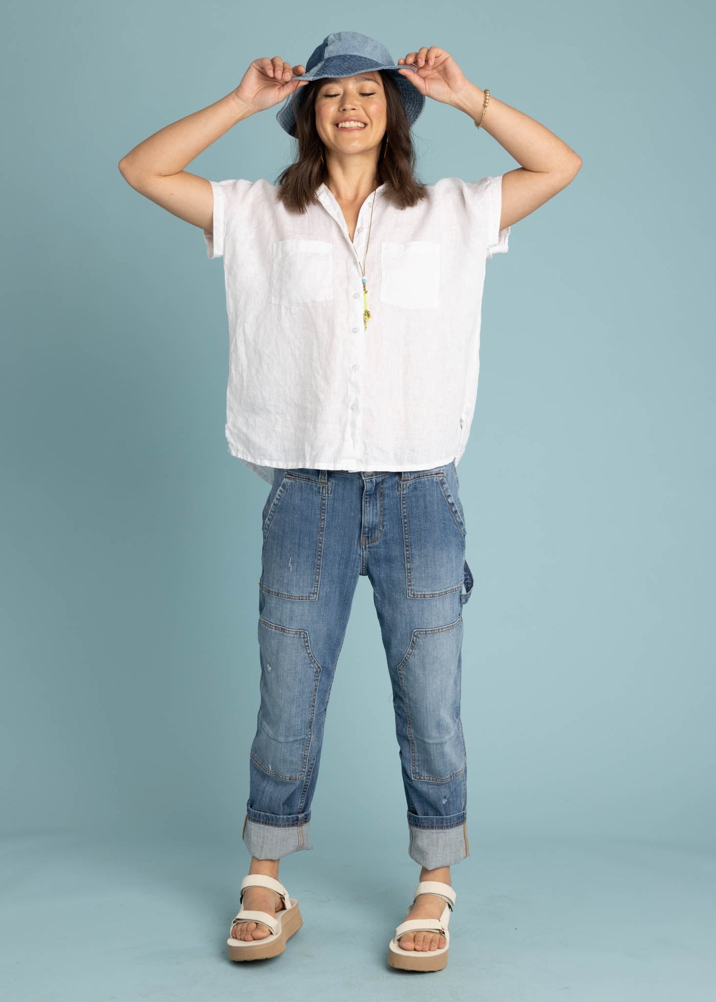 Good Boyfriend Linen Short Sleeve Shirt - Creme White