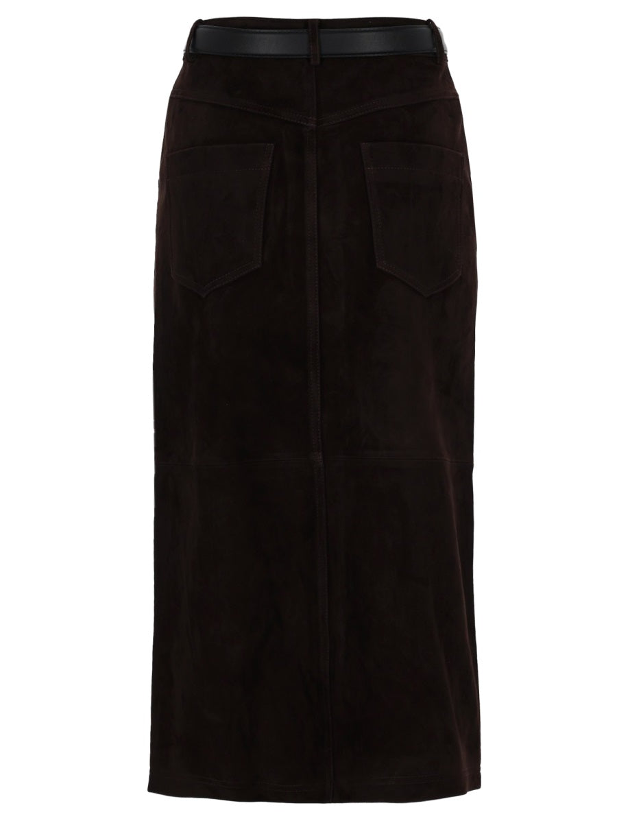 Midi Skirt Suede Brown