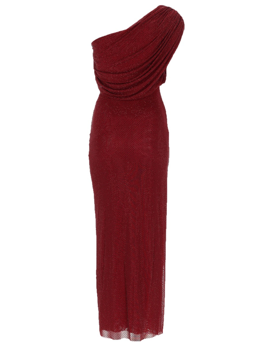 Midi Dress With Rhinestones, Bordeaux