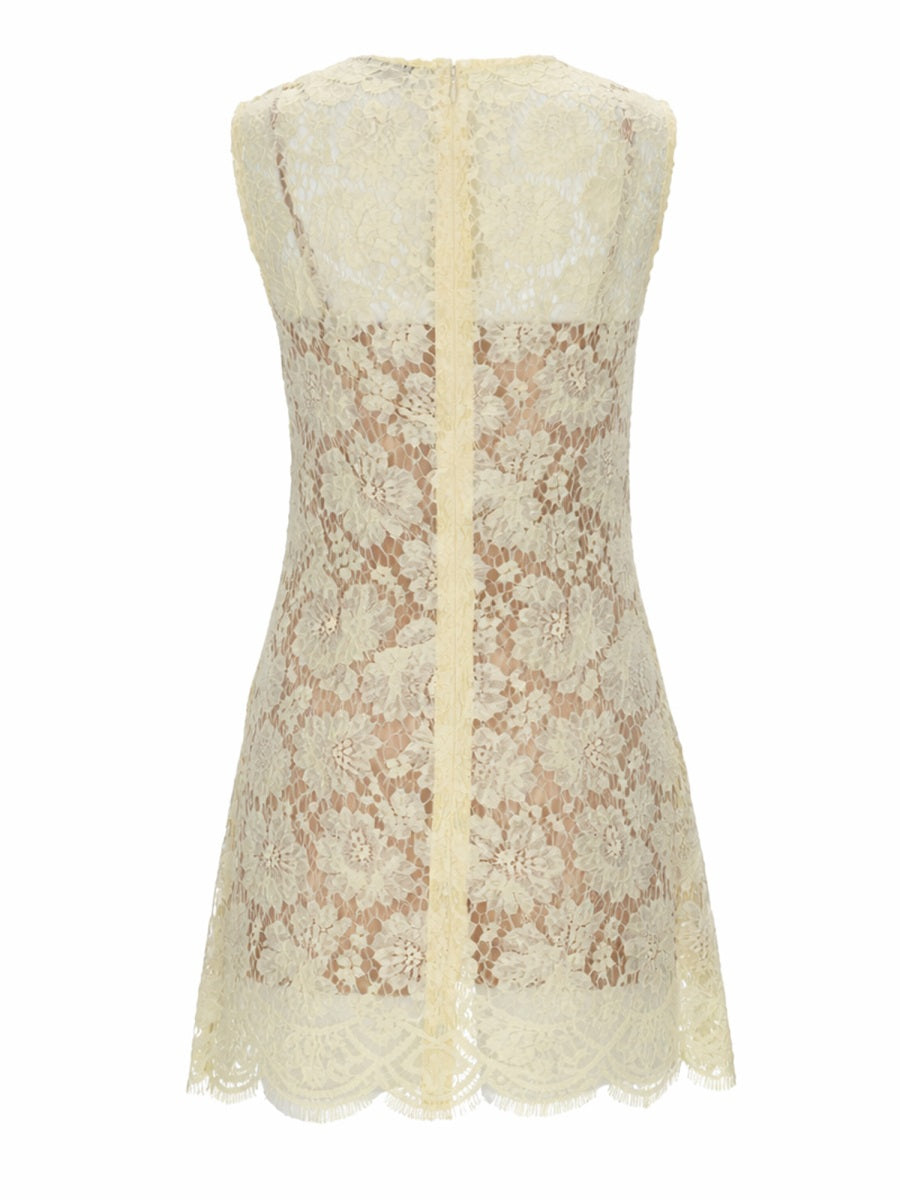 Mini Lace Dress Yellow