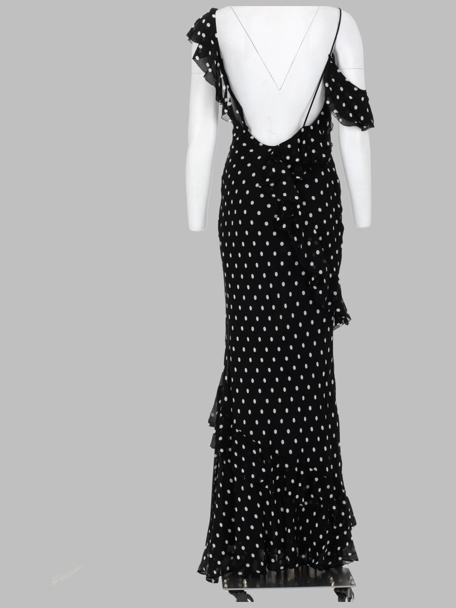 Long Georgette Polka-Dot Dress