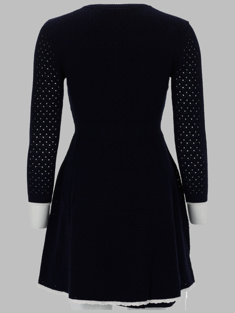 Knit Mini Dress With Bow (Blue)