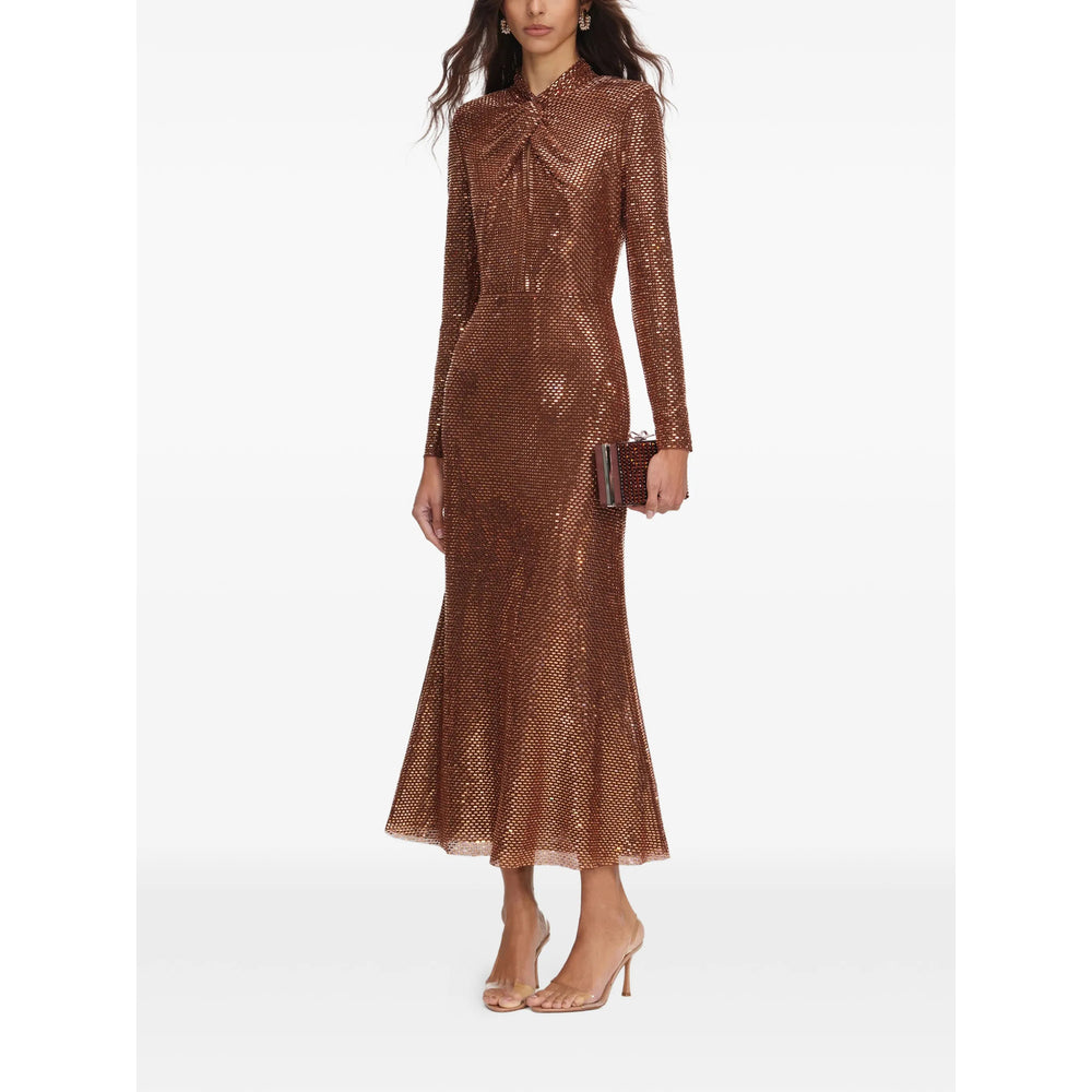 Evening Dress With Rhinestone Twist — Brown