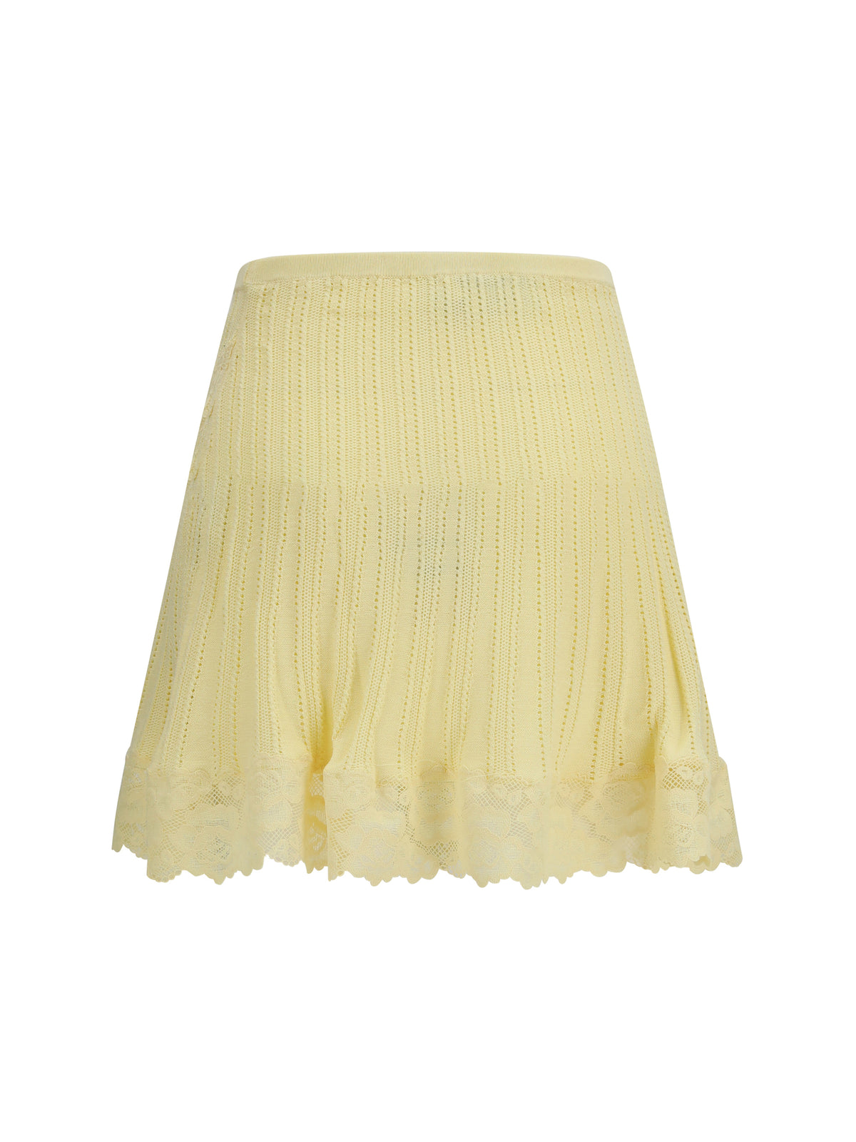 Mini Skirt Pointelle Knit Yellow