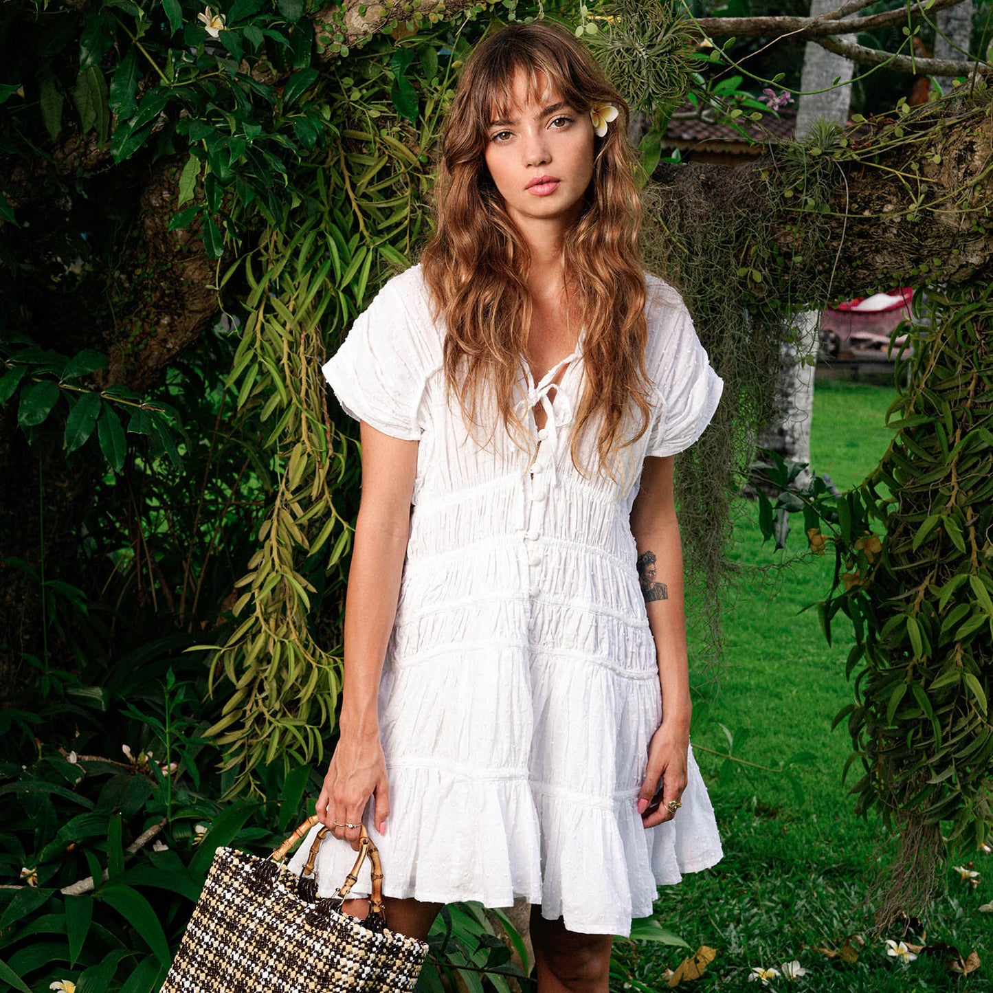 The Srikandi Mini Ruffle Dress in White