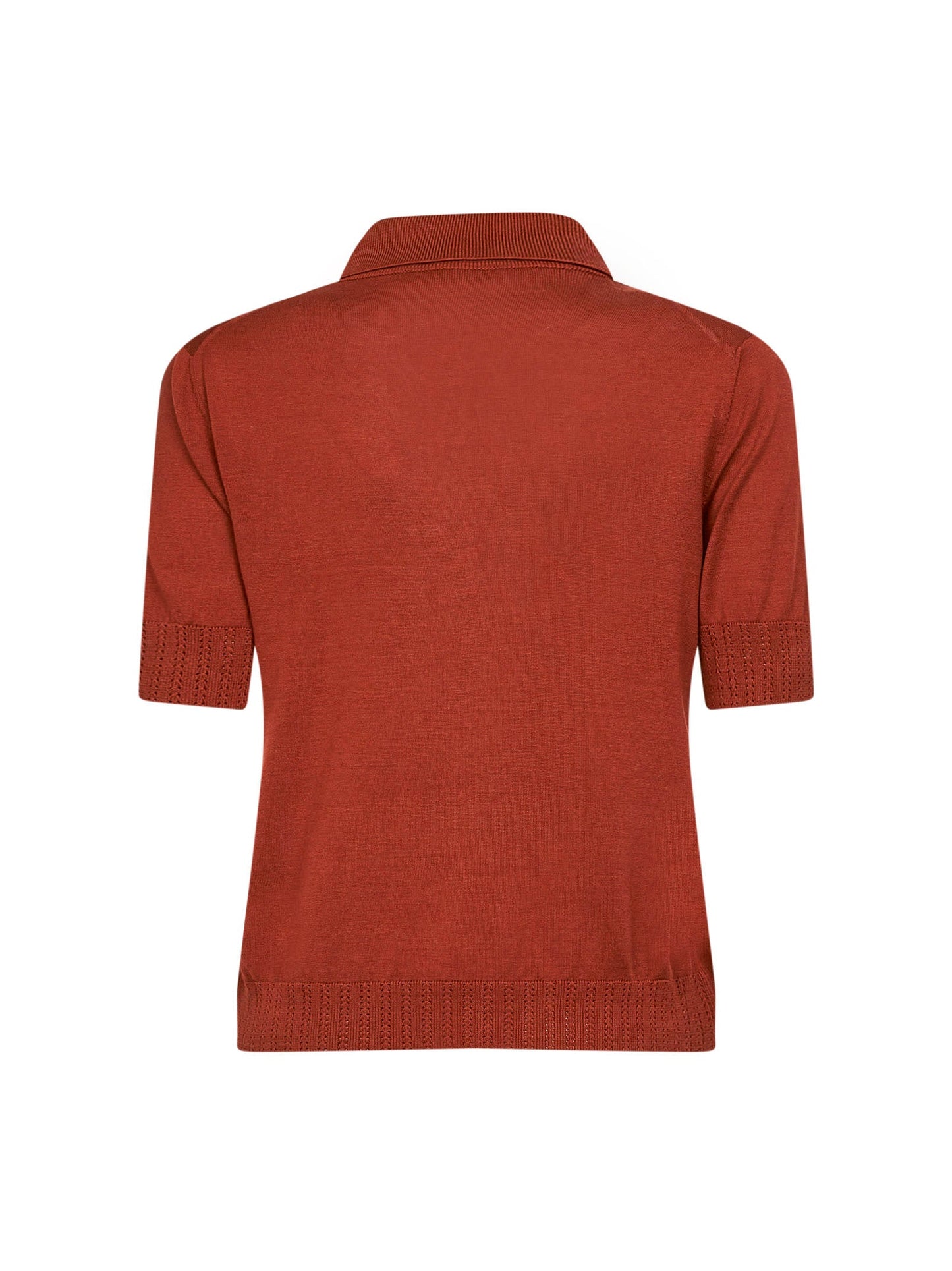 Brown Silk Knit Short-Sleeved Polo Shirt