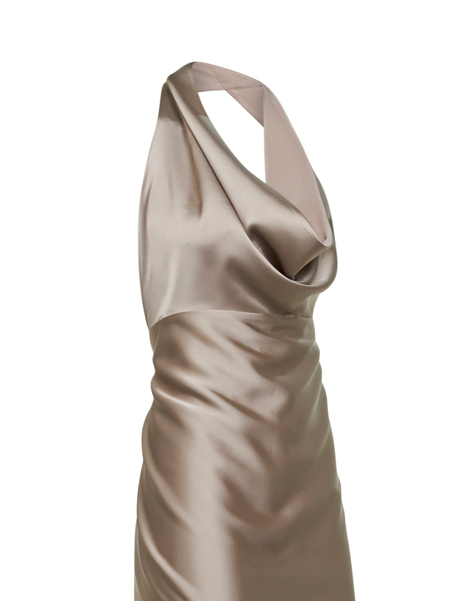 Taupe Satin Long Dress