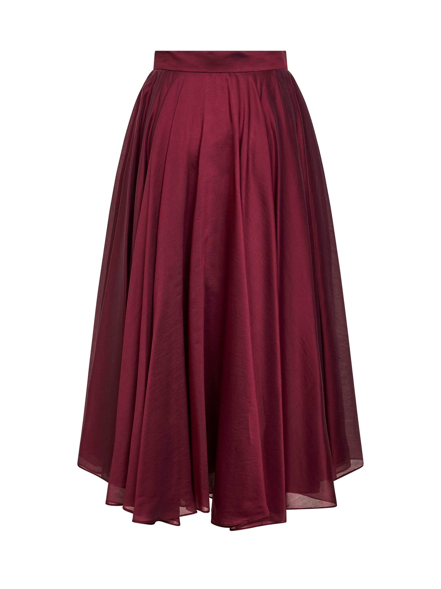 Burgundy Voile Full Midi Skirt