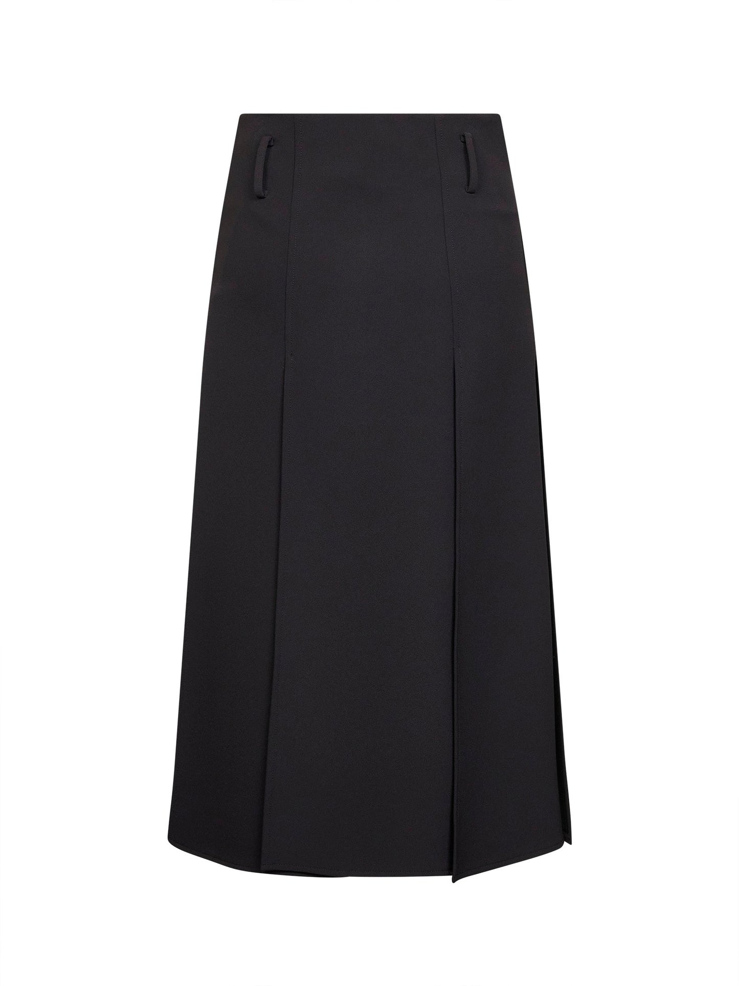 Black Jersey Paneled Midi Skirt