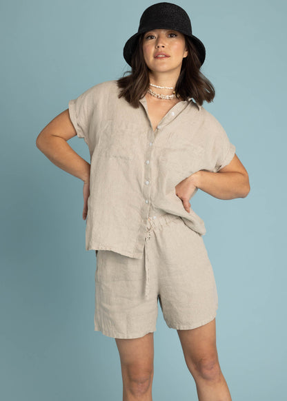Good Boyfriend Linen Short Sleeve Shirt - Natural Flax