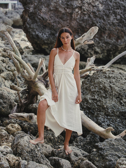 Sage Maxi Dress - Gold Stripes
