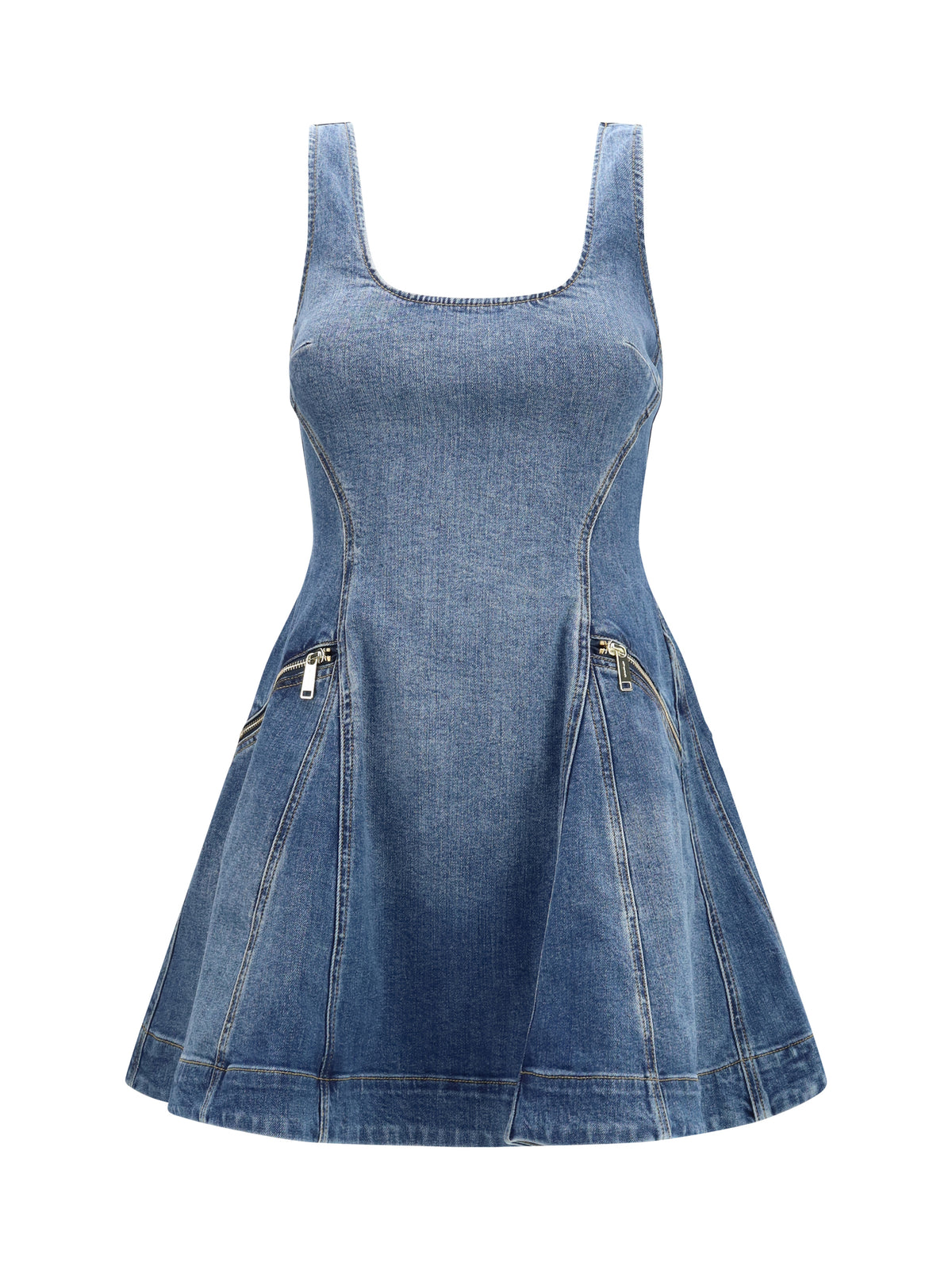 Mini Dress Denim Flared Blue
