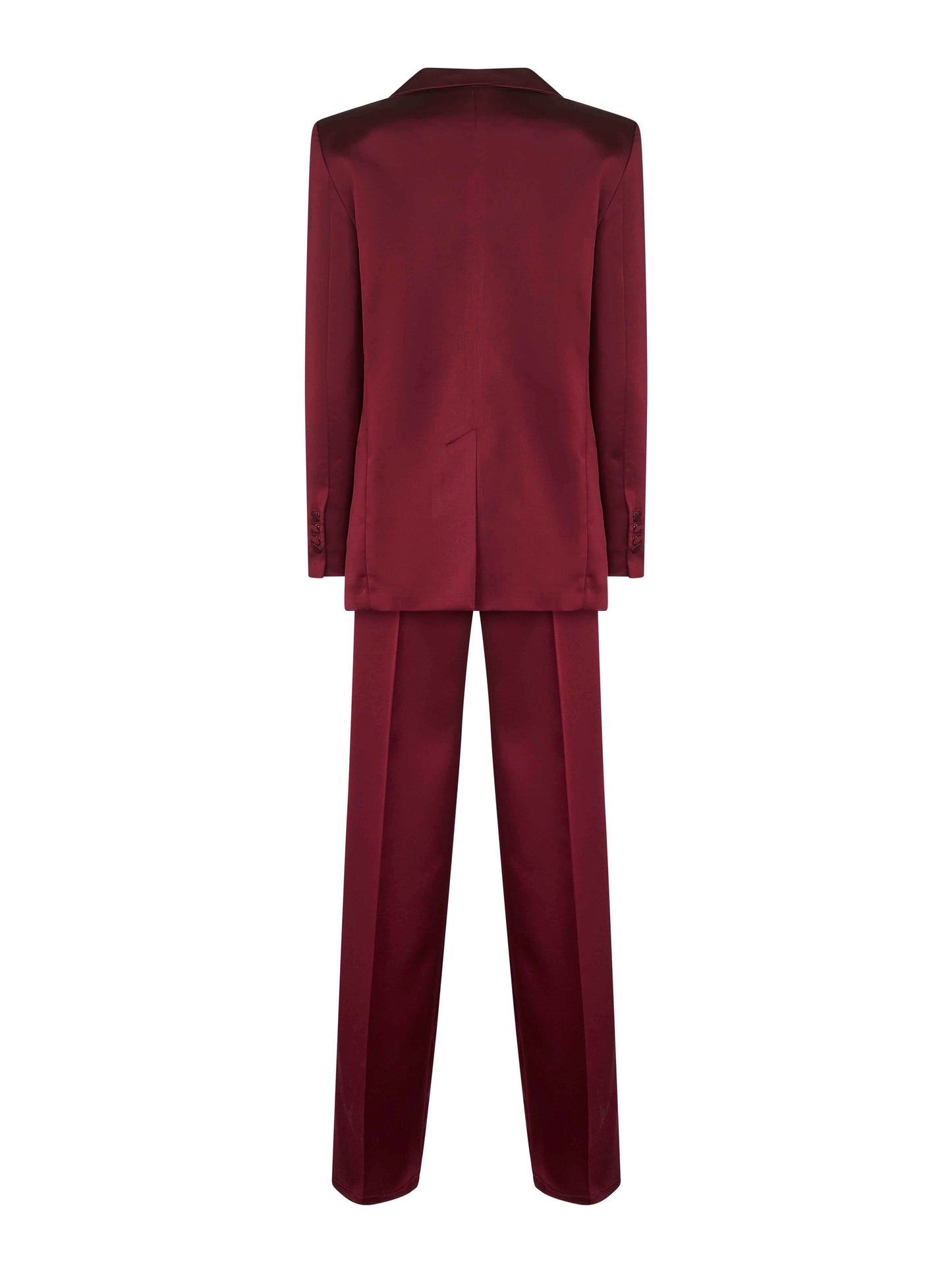 Burgundy Satin Telvera Suit