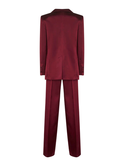 Burgundy Satin Telvera Suit