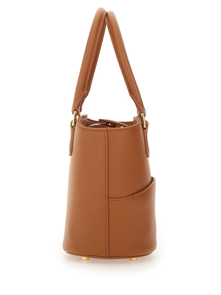Leather Tote Bag With Charm