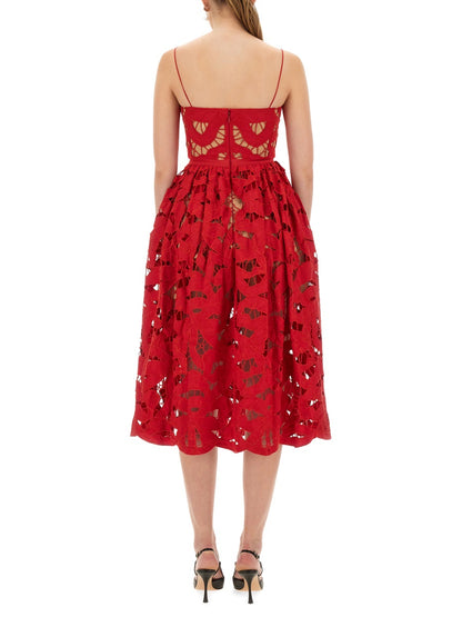 Embroidered Midi Dress With Bow