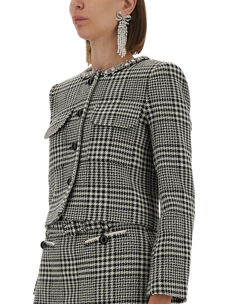 Houndstooth Jacket With Crystals