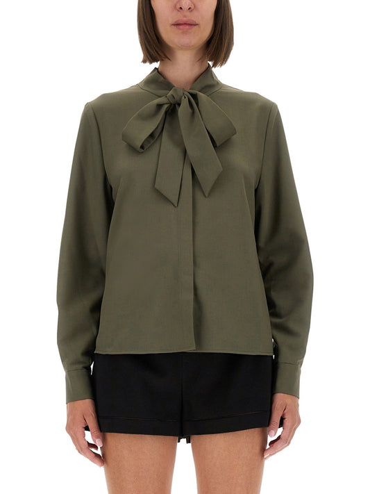 Twill Shirt With Bow