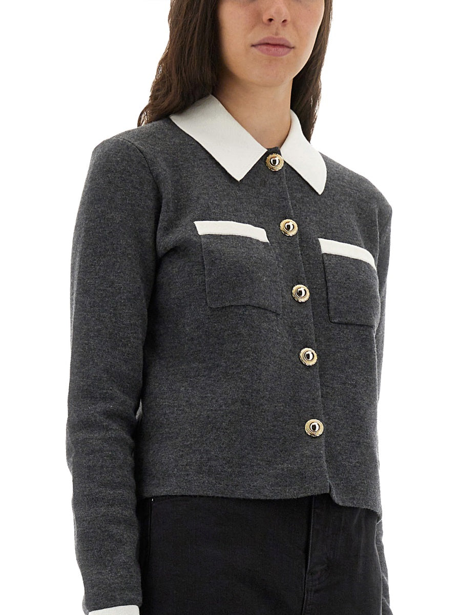Cardigan With Contrasting Collar