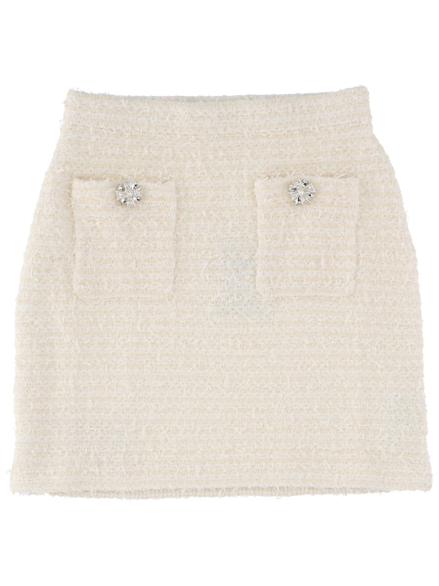 Wool Miniskirt in Ivory