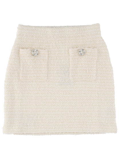 Wool Miniskirt in Ivory