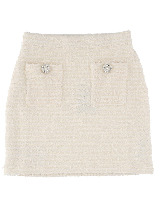 Wool Miniskirt in Ivory