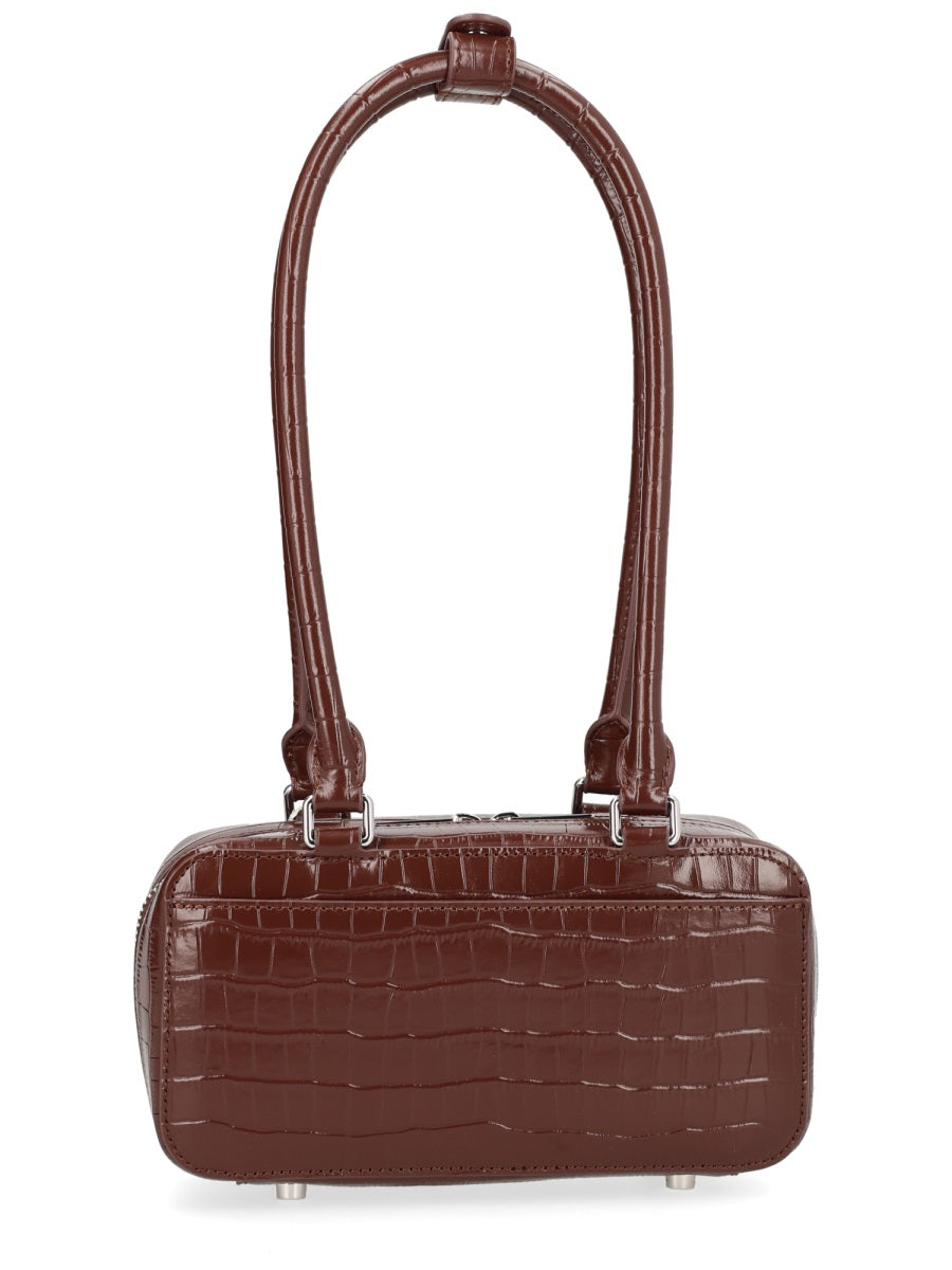 Shoulder Bag Crocodile Effect Brown