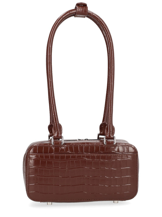 Shoulder Bag Crocodile Effect Brown