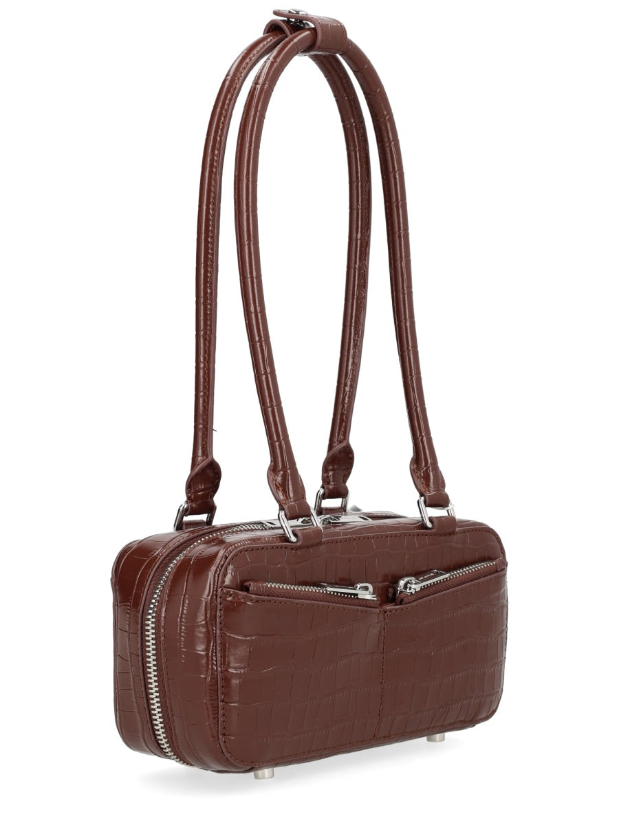 Shoulder Bag Crocodile Effect Brown