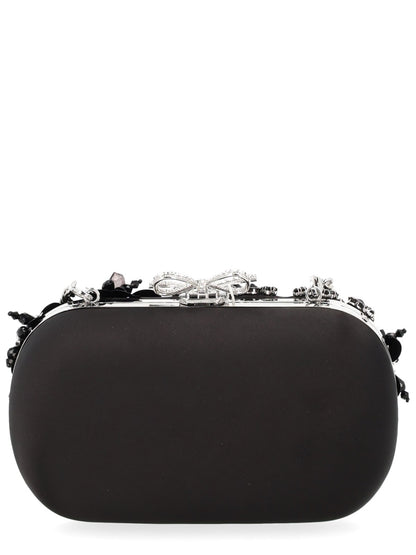 Clutch Bag Floral Crystal Black
