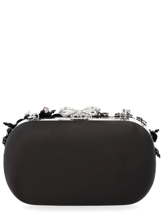 Clutch Bag Floral Crystal Black