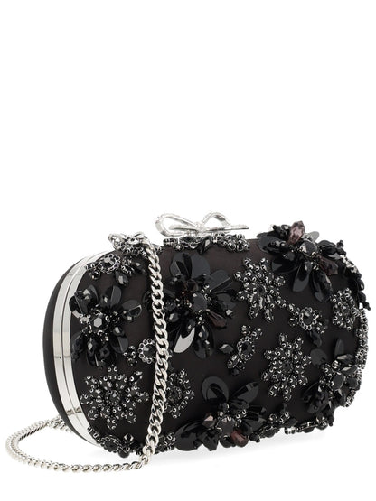 Clutch Bag Floral Crystal Black