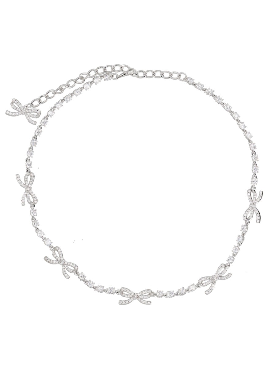 Necklace Crystal Bow Silver