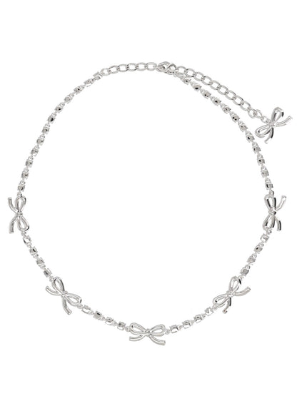 Necklace Crystal Bow Silver
