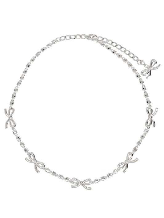 Necklace Crystal Bow Silver