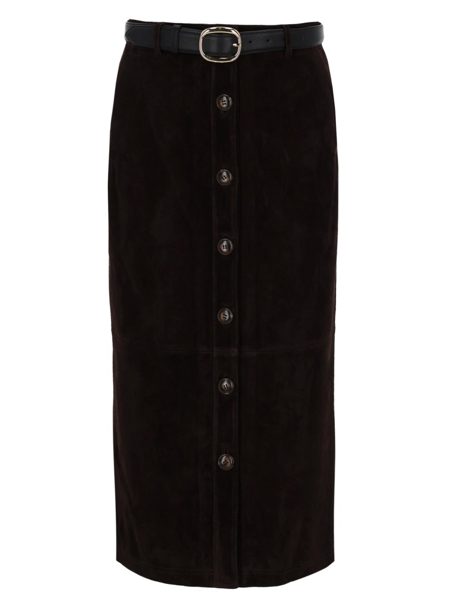 Midi Skirt Suede Brown