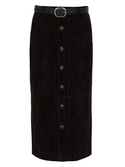 Midi Skirt Suede Brown