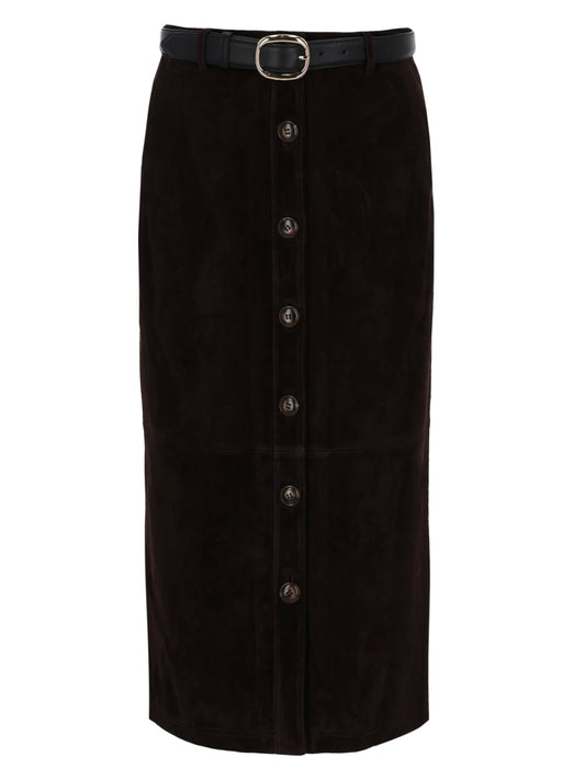 Midi Skirt Suede Brown