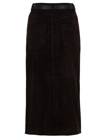 Midi Skirt Suede Brown