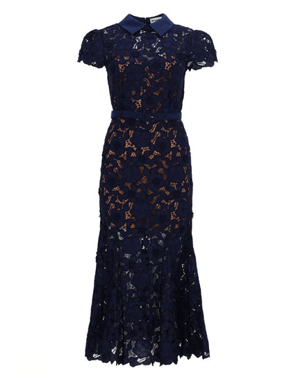 Midi Lace Dress Blue