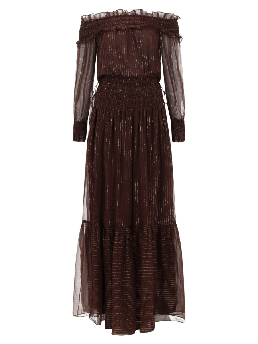 Dress With Ruffles and Flounces — Brown Silk