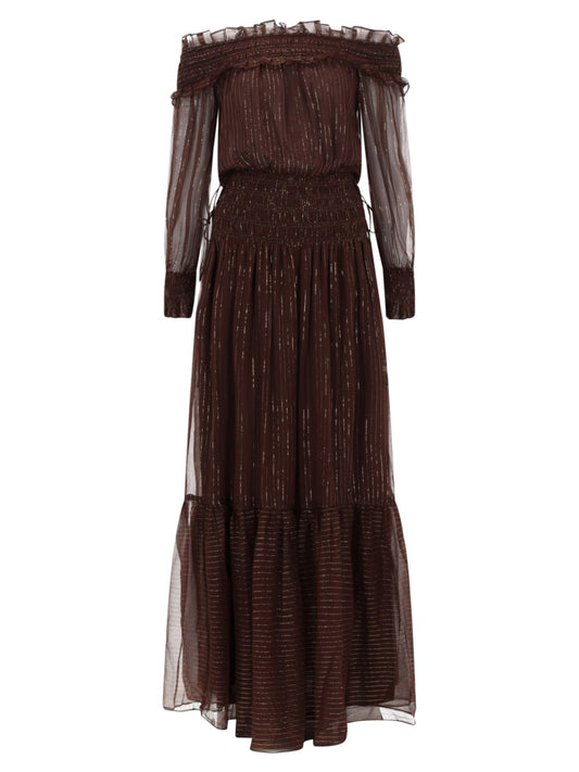 Dress With Ruffles and Flounces — Brown Silk