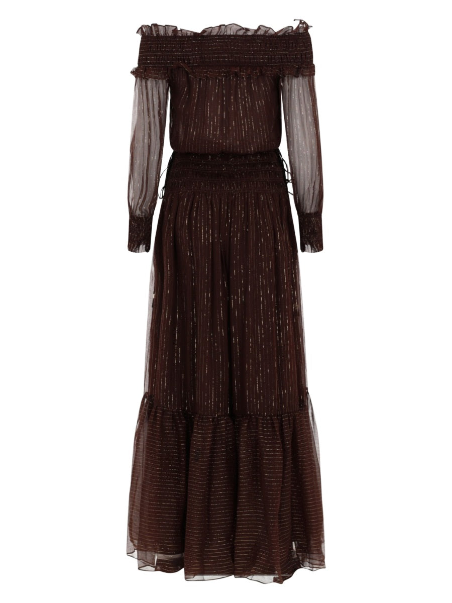 Dress With Ruffles and Flounces — Brown Silk