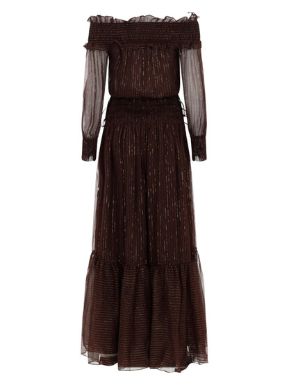 Dress With Ruffles and Flounces — Brown Silk
