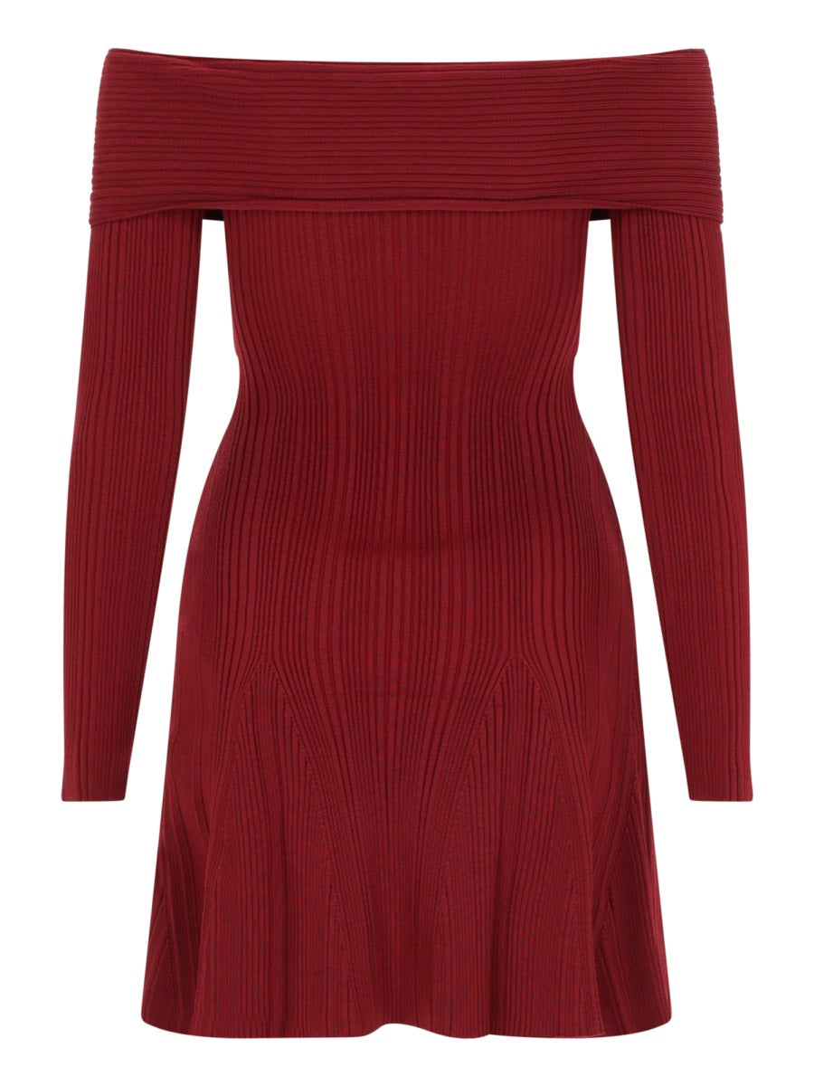 Mini Viscose Dress Burgundy
