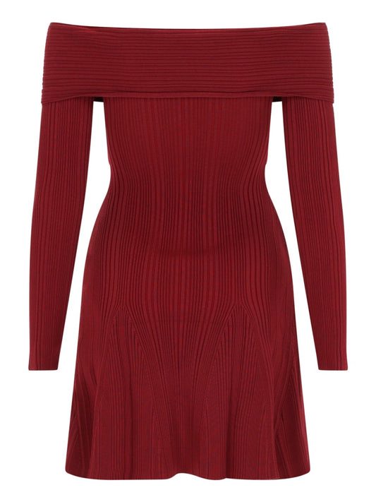 Mini Viscose Dress Burgundy