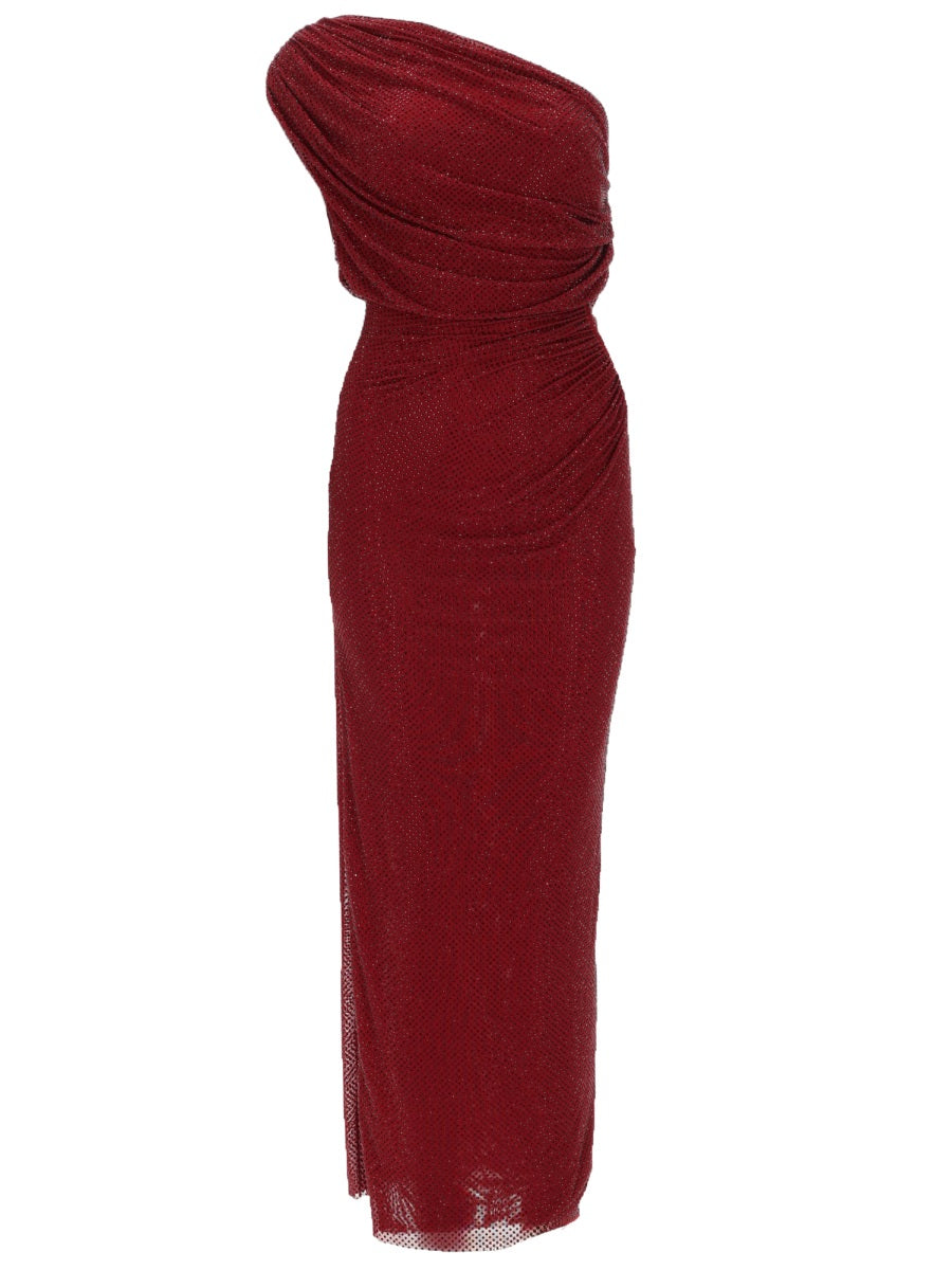 Midi Dress With Rhinestones, Bordeaux