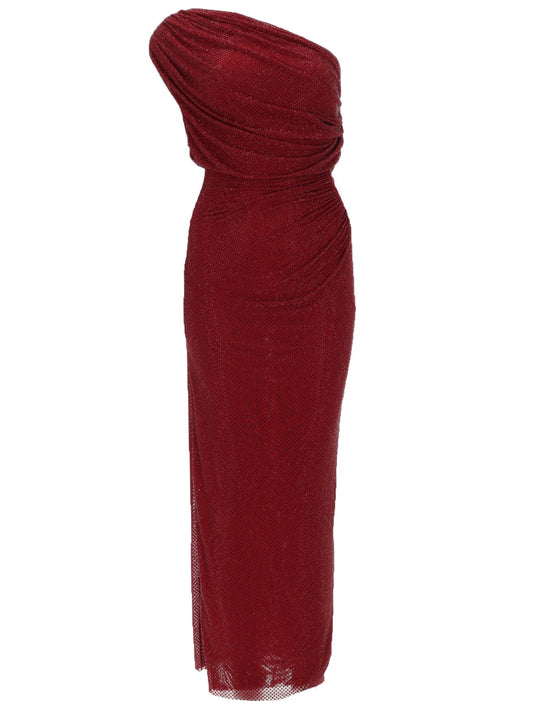 Midi Dress With Rhinestones, Bordeaux