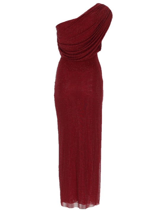 Midi Dress With Rhinestones, Bordeaux