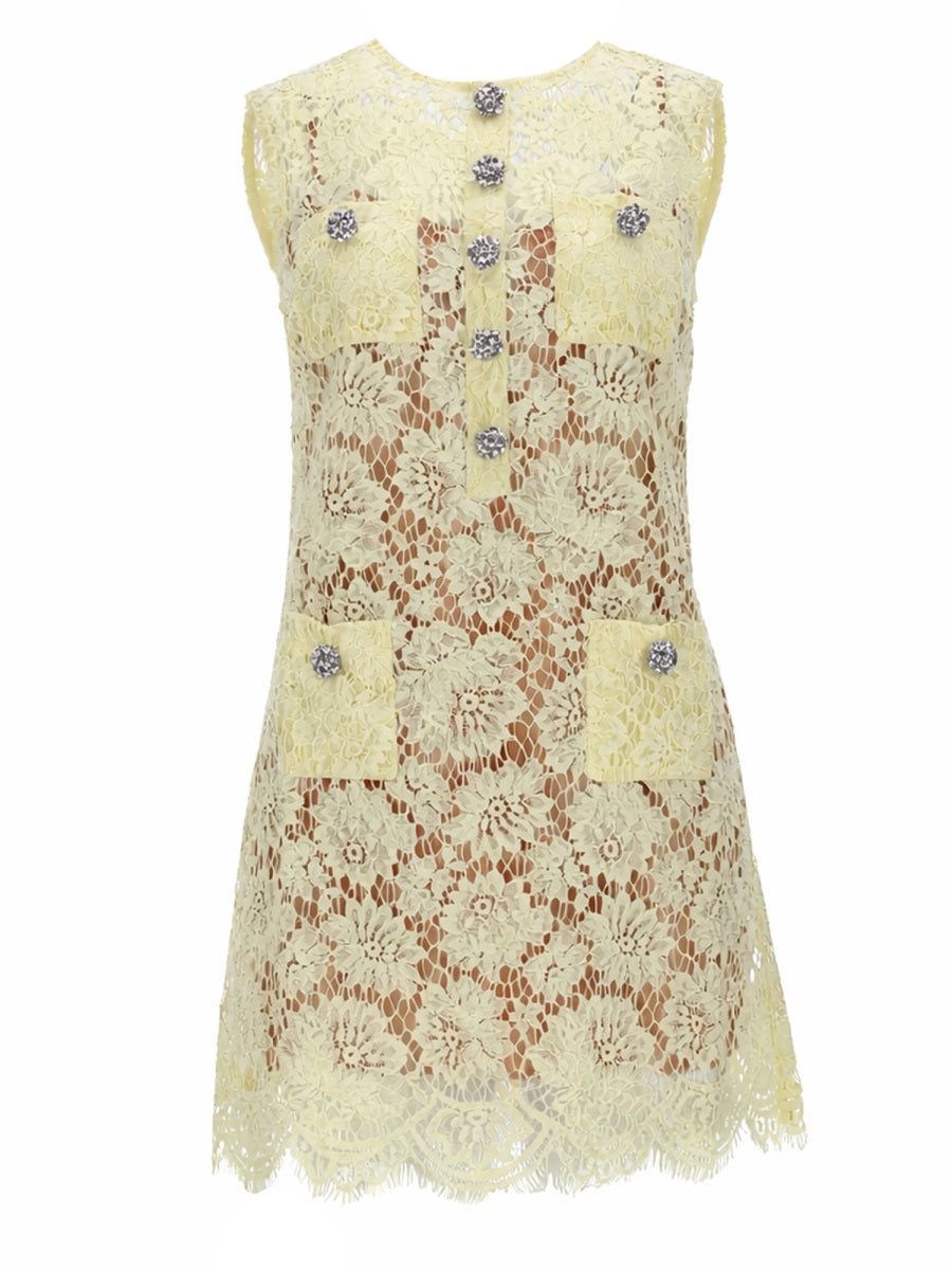 Mini Lace Dress Yellow